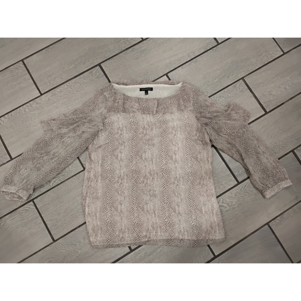 Banana Republic Print Long Sleeve Blouse Top Women L Sheer